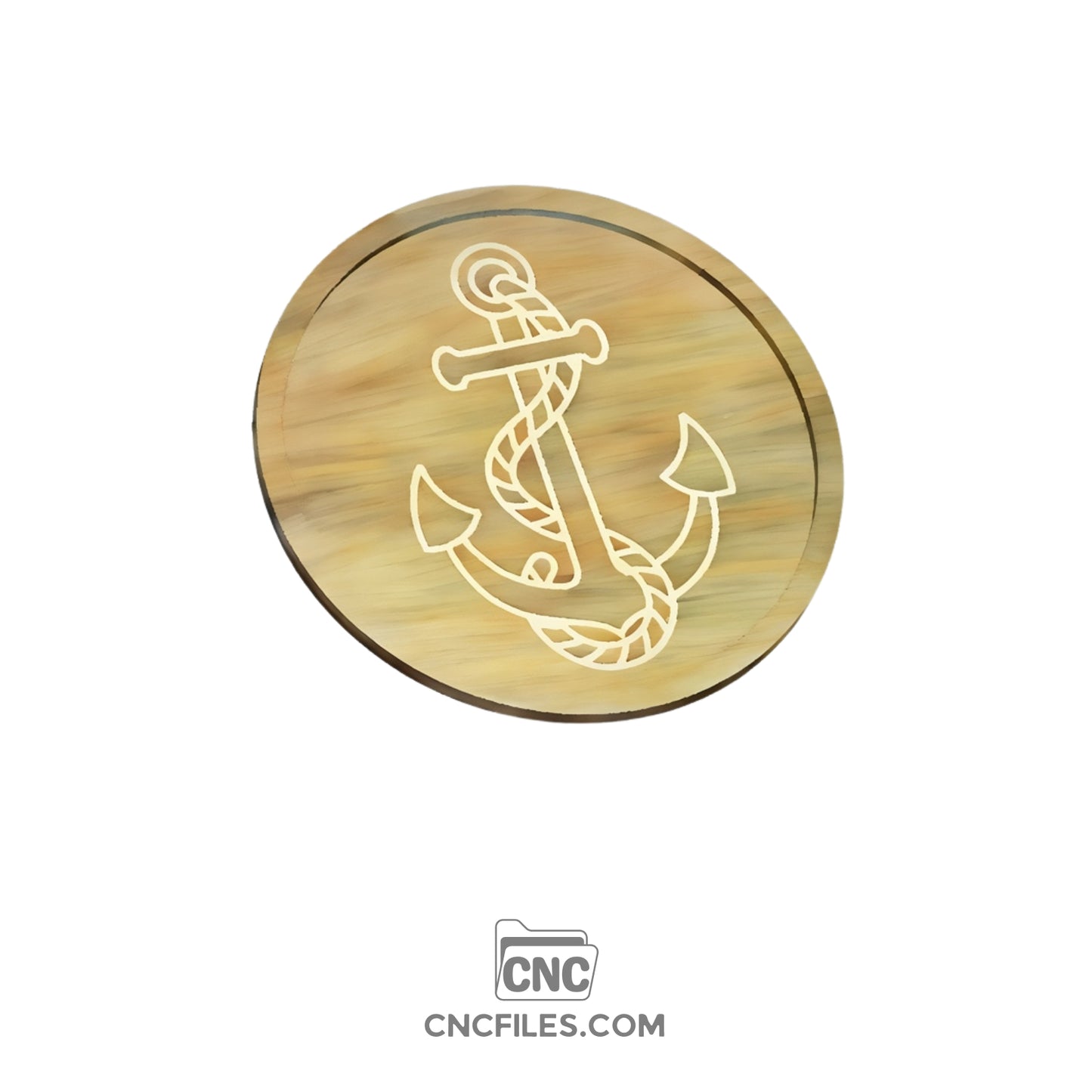 An image of a CNC file showing an Anchor and Rope Tray design with a nautical theme, ideal for home décor or serving use.