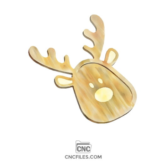 An image of a CNC file showing a Cartoon Reindeer Christmas Tray design, perfect for holiday décor or gifting.