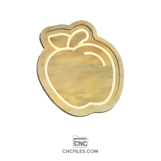 CNC file for Round wooden Apple Orchard Fall Tray with engraved apple in the base