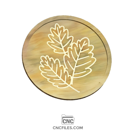 An image of a CNC file showing a Decorative wooden tray with engraved autumn leaf design.