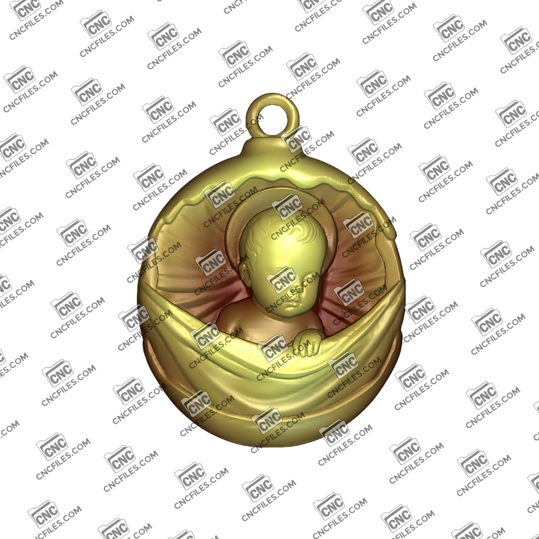 An image of a CNC file showing a Baby Jesus Ornament designed with gentle curves and fine details, perfect for Christmas décor or gift projects.