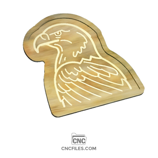 An image of a CNC file showing a Bald Eagle kitchen tray with detailed carving design.