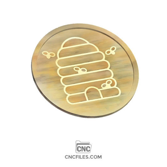 An image of a CNC file showing a Bee Hive Cookie Tray design with honeycomb patterns and bee details.