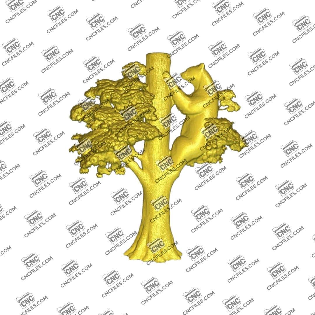 3D Black Bear Climbing Tree – A detailed CNC-ready model perfect for carving realistic bear art or woodland decor.
