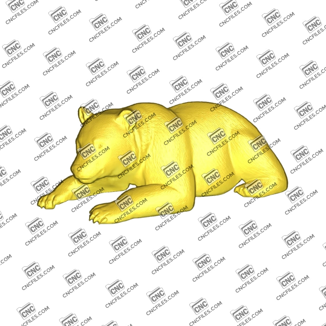 An Image of a 3D Black Bear Laying – Perfect CNC carving file for creating realistic wildlife decor.
