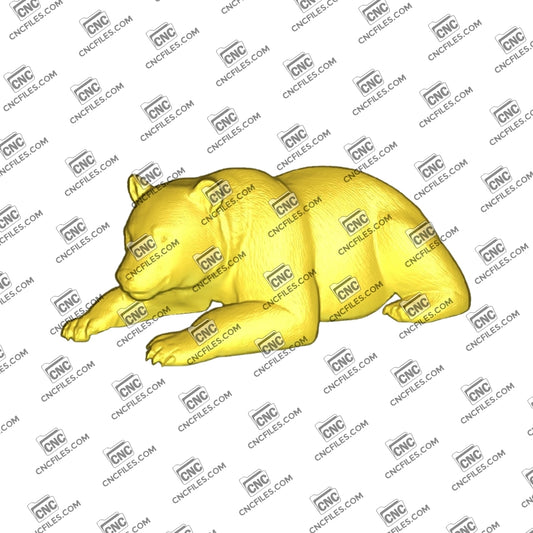 An Image of a 3D Black Bear Laying – Perfect CNC carving file for creating realistic wildlife decor.