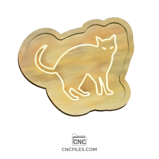 CNC file of wooden tray featuring a cat design