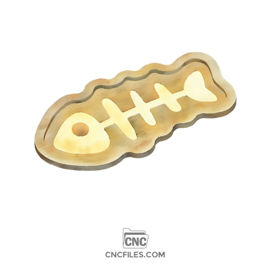 An image of a CNC file showing a Bone Fish Halloween Tray design with a spooky fish-shaped pattern.