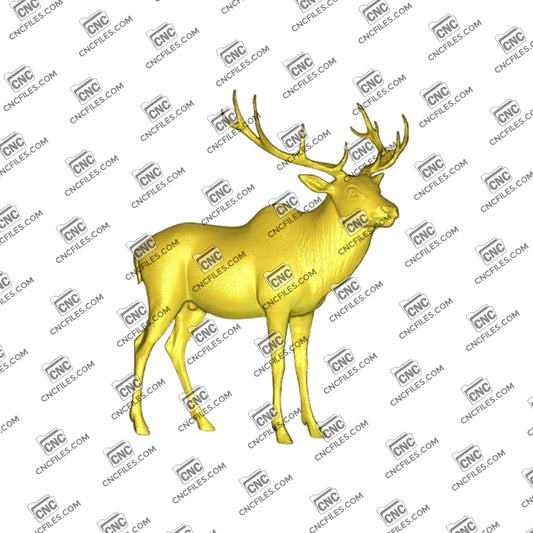 An image of a 3D CNC file showing a detailed Bull Elk design, perfect for carving bold wildlife decor.