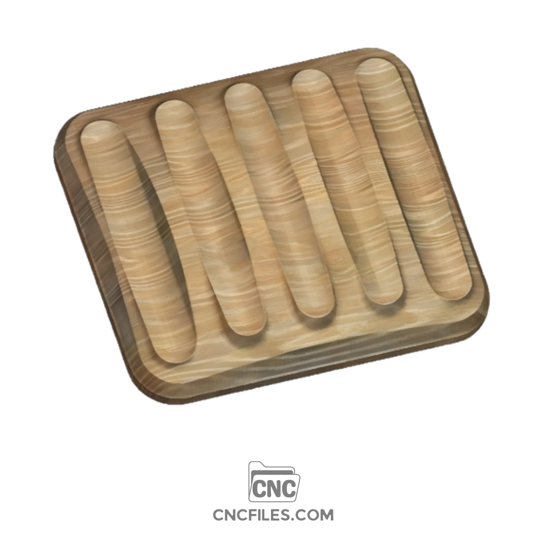 An image of a CNC file showing a 3D 4x Rest Flat Pen Holder with four slots for organizing pens in a flat layout.