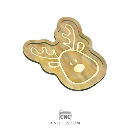 An image of a CNC file showing a cartoon reindeer Christmas tray.
