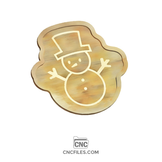 An image of a CNC file showing a Cartoon Snowman Tray with a snowman design.