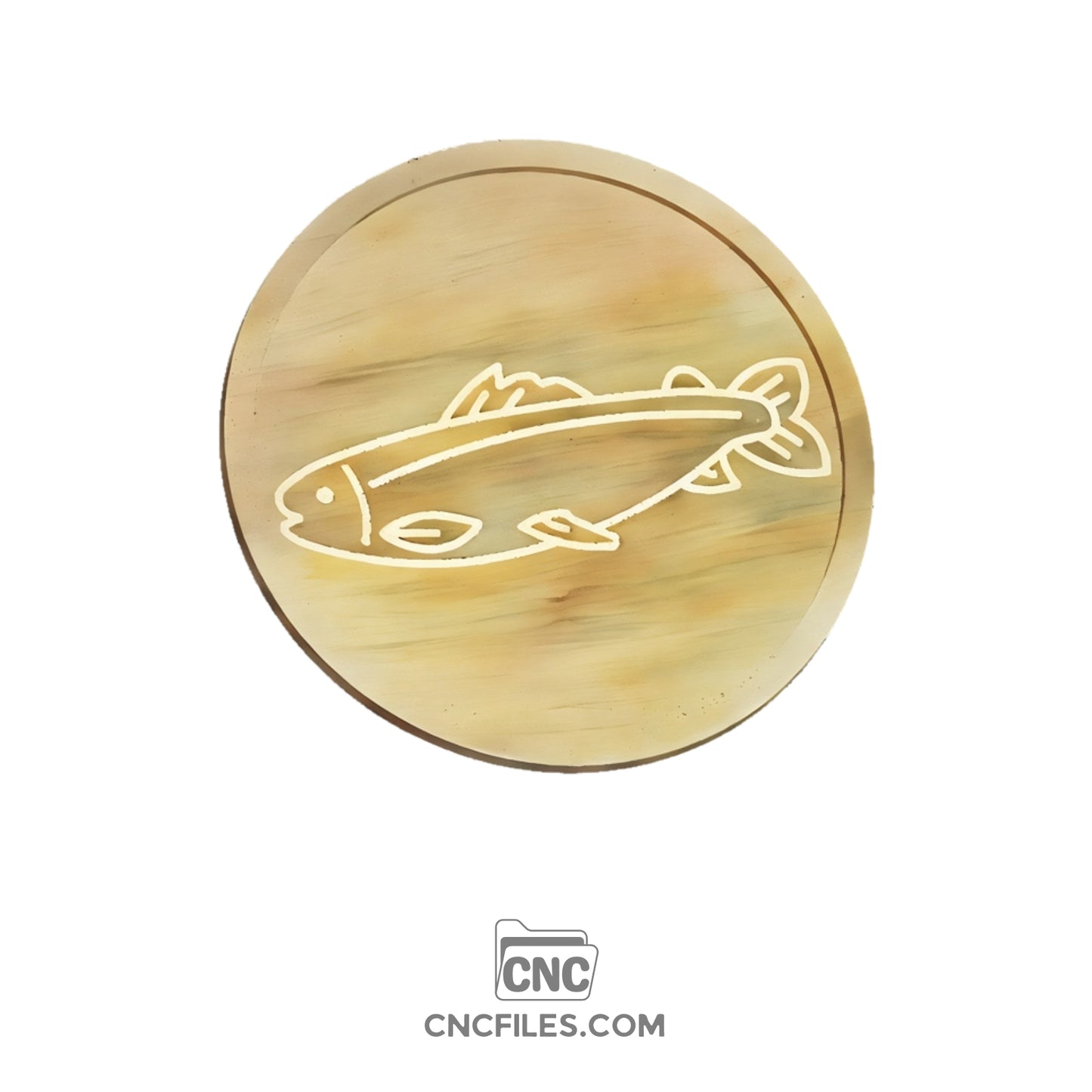 An image of a CNC file showing a Cartoon Trout Tray design, perfect for woodworking or CNC carving projects.