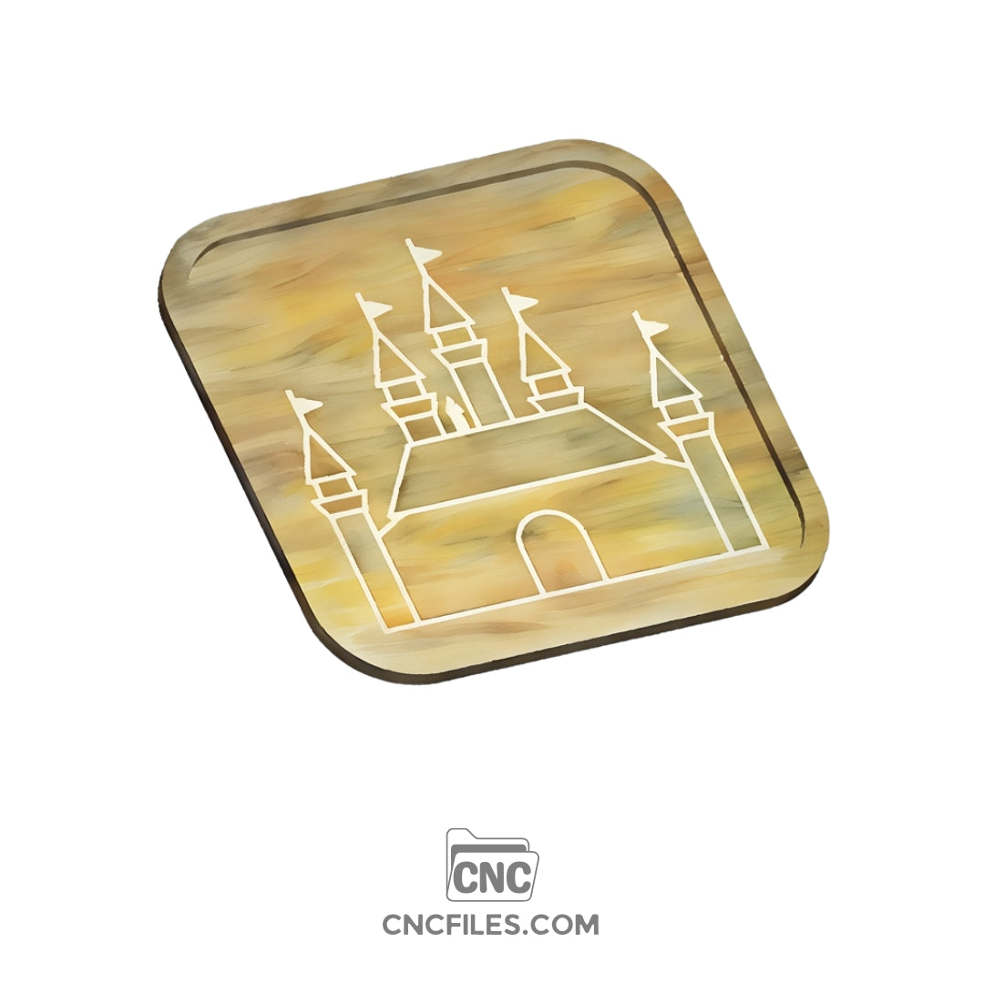 An image of a CNC file showing a Castle Cookie Tray design with detailed cutouts and smooth edges.