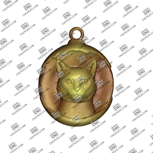 An image of a 3D render of the CNC file showing a charming, lifelike cat design ready for carving.