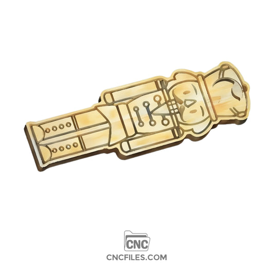 An image of a CNC file showing a Christmas Nutcracker Bottle Opener design, featuring clean details for carving.