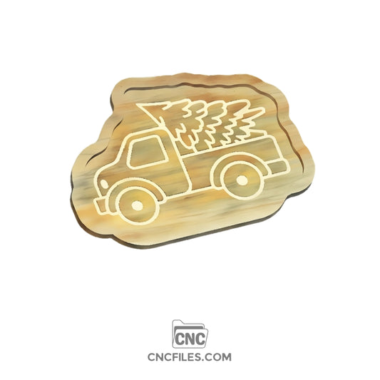 An image of a CNC file showing a Christmas tree truck tray design.