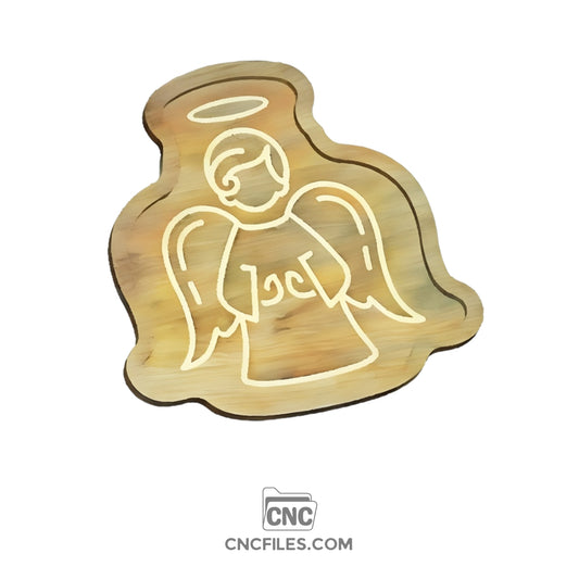 An image of a CNC file showing a Classic Angel Tray design with detailed wings.