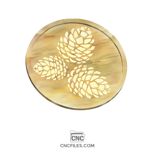 An image of a CNC file showing a Cluster Pinecone Autumn Tray with detailed pinecone patterns.