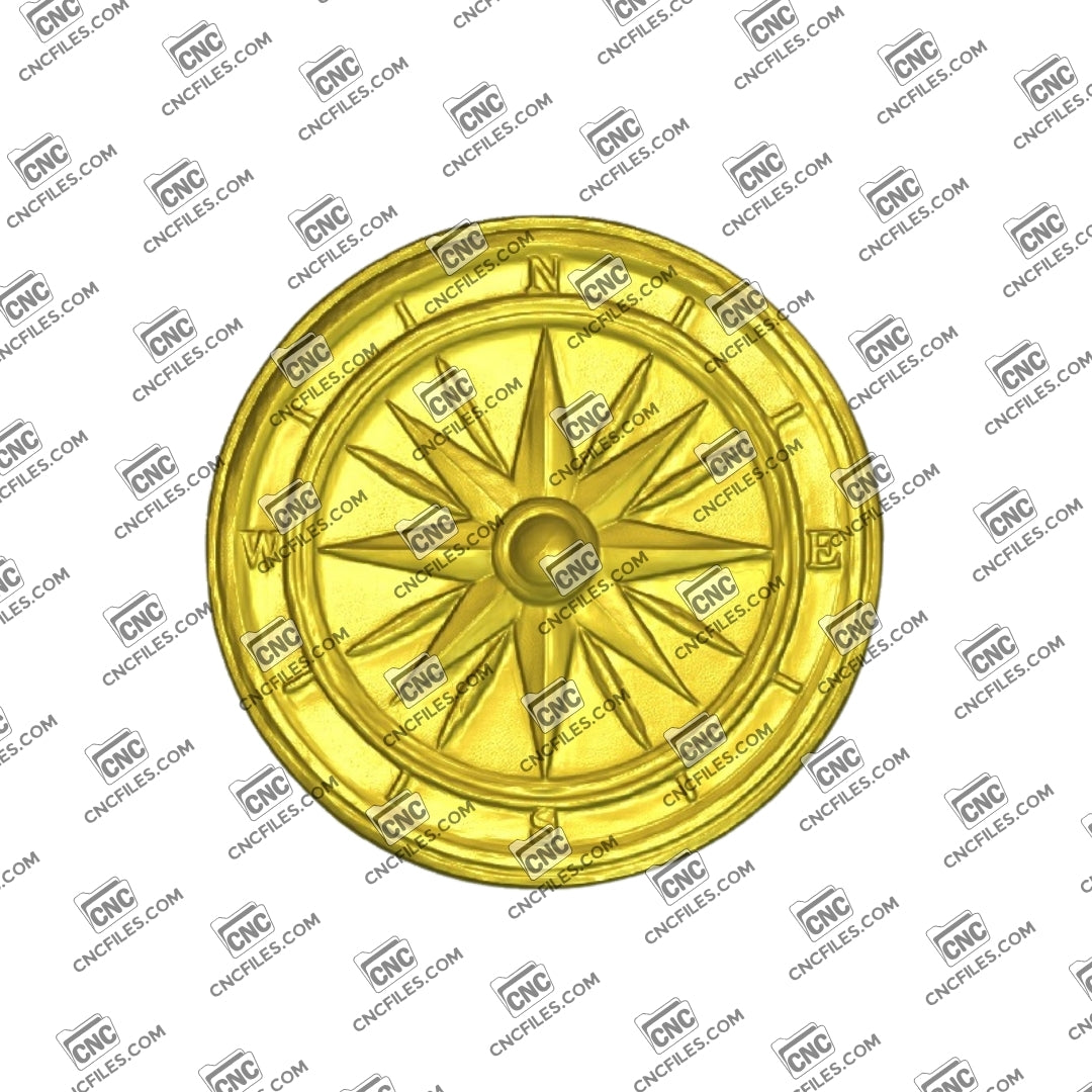 An image of 3D CNC file showing a detailed Compass Rose 1 design. This clean and precise pattern is perfect for carving signs.