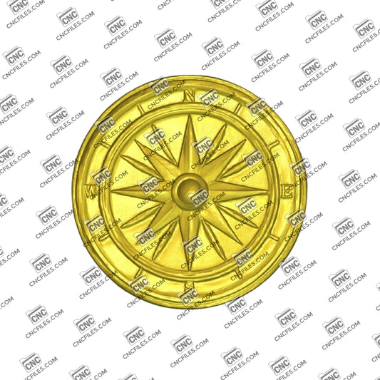 An image of 3D CNC file showing a detailed Compass Rose 1 design. This clean and precise pattern is perfect for carving signs.