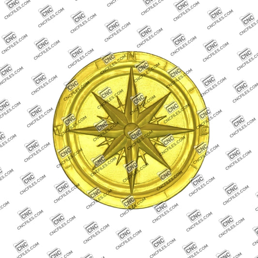 An image of 3D CNC file showing a detailed Compass Rose 2 design. This clean and precise pattern is perfect for carving signs.