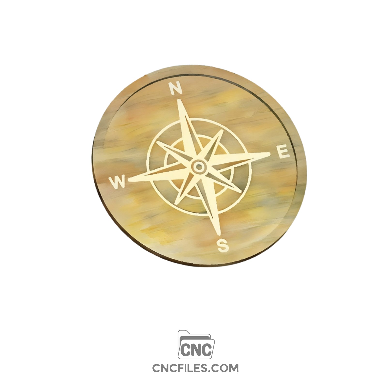 An image of a CNC file showing a detailed Compass Rose Tray design with precise carving lines for easy cutting and assembly.