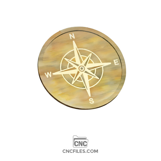 An image of a CNC file showing a detailed Compass Rose Tray design with precise carving lines for easy cutting and assembly.