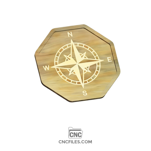 An image of a CNC file showing the Compass Rose Tray 2, designed with a detailed compass pattern.