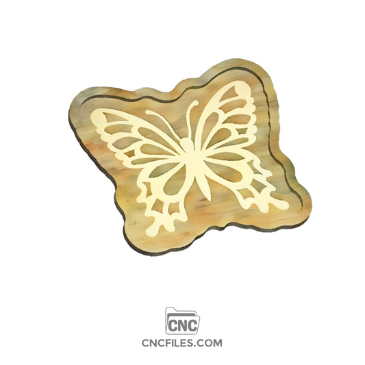 An image of a CNC file showing a Country Butterfly Cookie Tray with a decorative butterfly design.