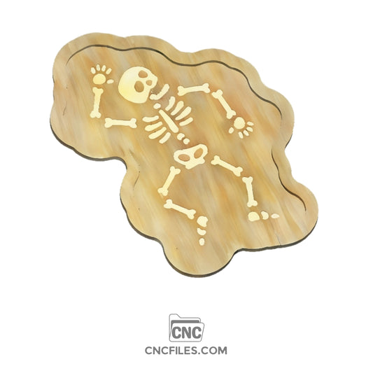 CNC file of Halloween serving tray with skeleton design and crime scene theme