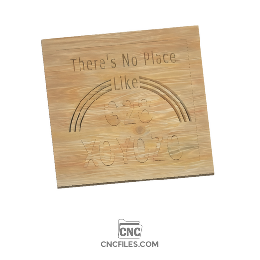 CNC file of Cubic wooden shop sign featuring the phrase "No Place Like Home," perfect for wall décor, gifts, or home accents.