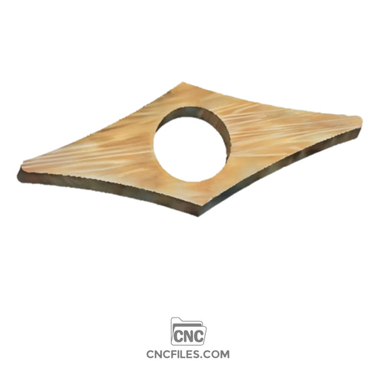 CNC file of Curved rhombus-shaped wooden thumb holder, designed for comfortable grip and support, ideal for woodworking or crafting projects.
