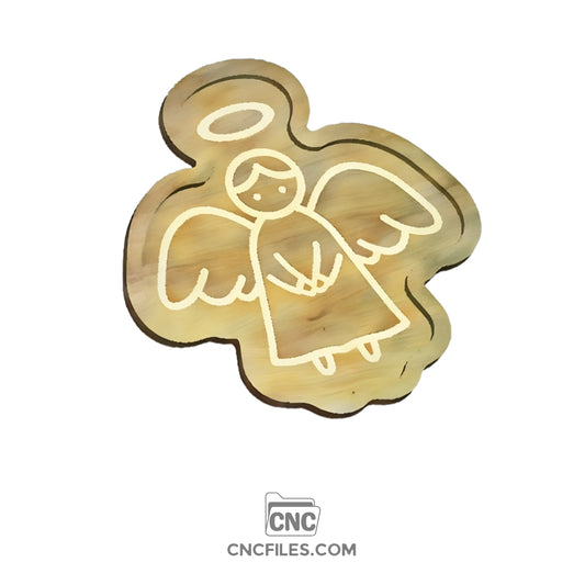 An image of a CNC file showing a Cute Angel Tray design with angel wings and a halo