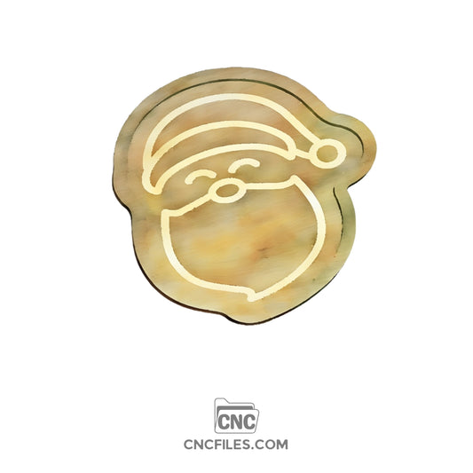An image of a CNC file showing a Cute Happy Santa Tray design with a cheerful Santa face.