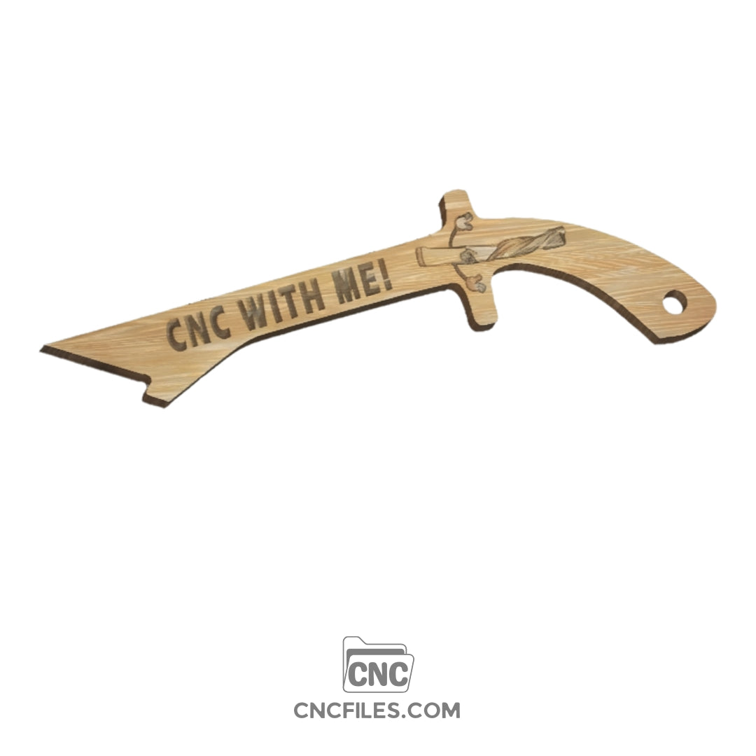 CNC file of Wooden Cutlass Push Stick designed for safe and precise control when guiding wood through table saws, jointers, or other cutting tools.