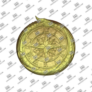 Dragon Clock Face Ornament 3D Relief