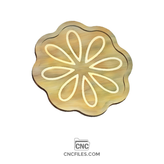 An image of a CNC file showing a droplet flower cookie tray design with detailed floral patterns.
