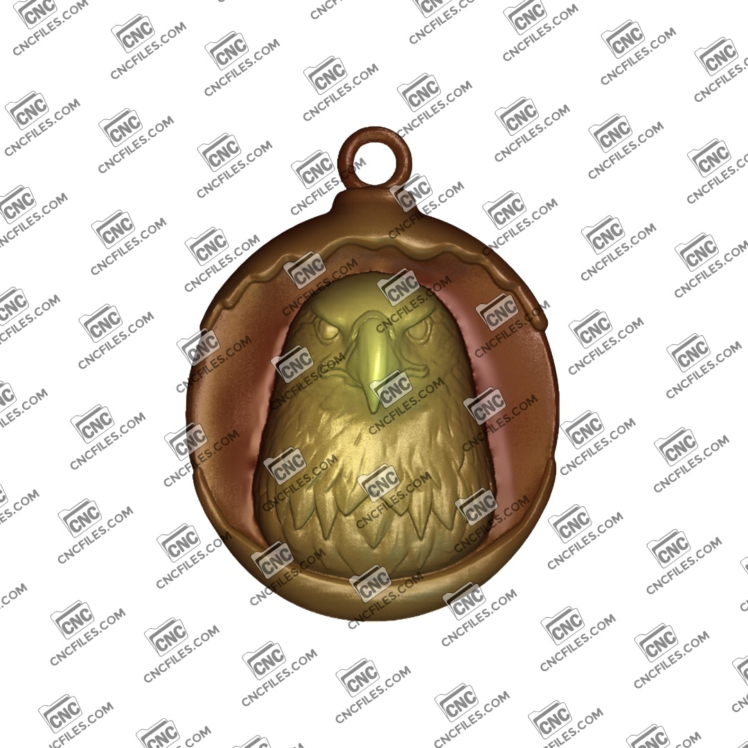 An image of a 3D render of the CNC file showing a lifelike eagle head design ready for carving and display.
