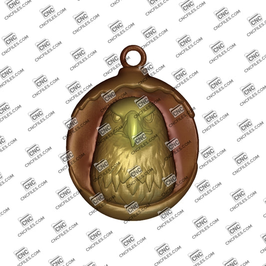 An image of a 3D render of the CNC file showing a lifelike eagle head design ready for carving and display.