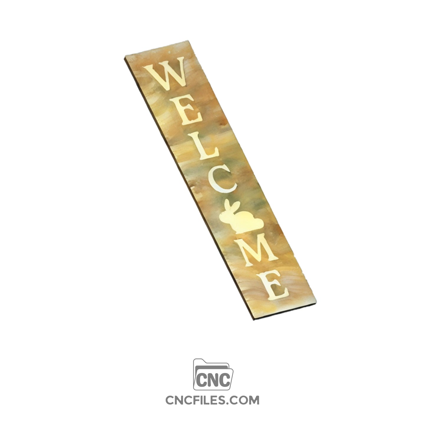 An image of a CNC file showing an Easter Bunny Shadow Welcome Porch Board design with a cute bunny silhouette.