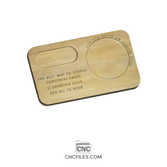 An image of a CNC file showing an Eggnog Cocktail Board design, perfect for crafting festive wooden decor or gifts.