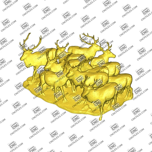 An image of a 3D CNC file showing an Elk Herd design, perfect for carving detailed wildlife scenes. This simple and clean file is ideal for signs, décor, and woodworking projects.