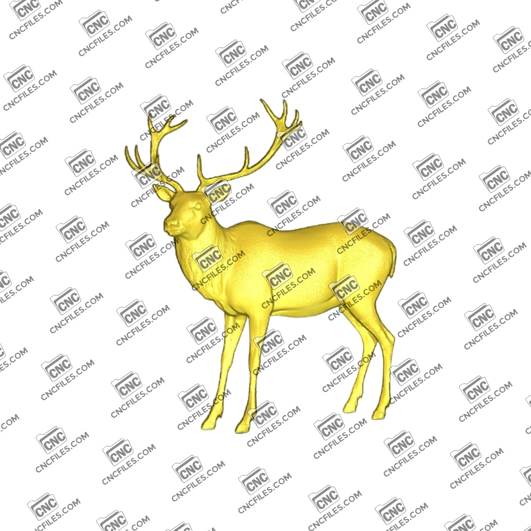 An image of a 3D CNC file showing a detailed Elk Standing design. Perfect for woodworking, wall art, and CNC carving projects, offering a clean and realistic wildlife silhouette.