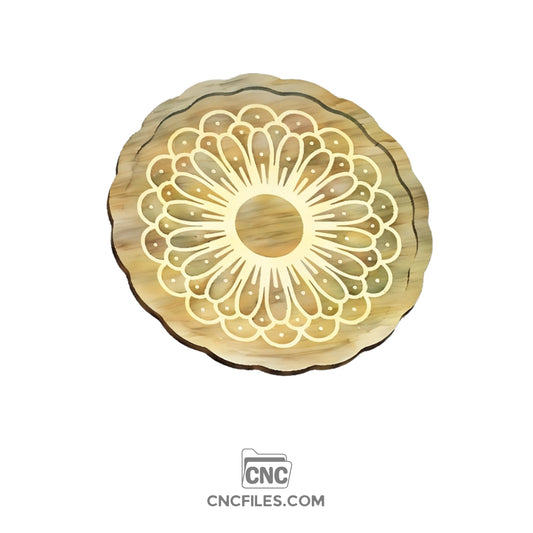 An image of a CNC file showing an Expanding Mandala Cookie Tray.