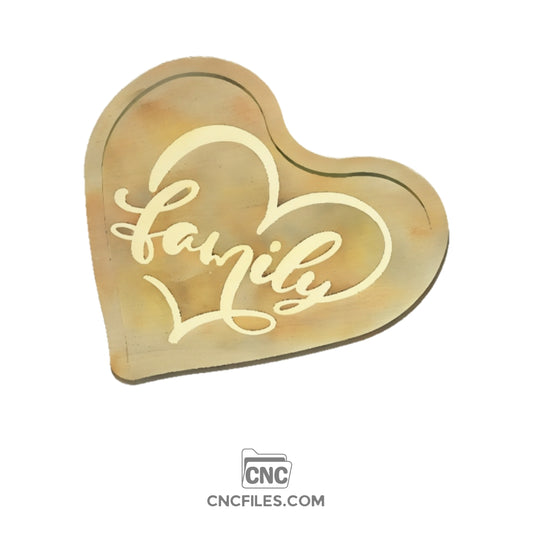 An image of a CNC file showing a Family Heart Thanksgiving Tray design with decorative text and heart details, perfect for holiday gatherings.