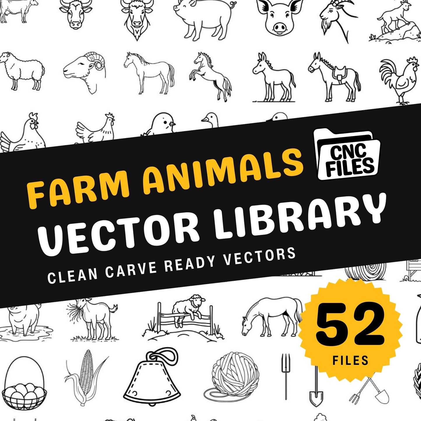 Farm Animals CNC Vector Library