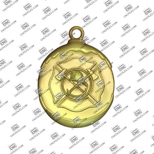 Fire Department Badge Ornament 3D Relief
