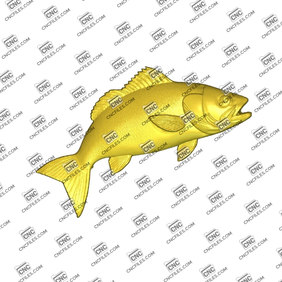 An image of a 3D CNC file showing a fish leaping out of the water. This simple and detailed design is perfect for carving wall art, signs, or woodworking projects.