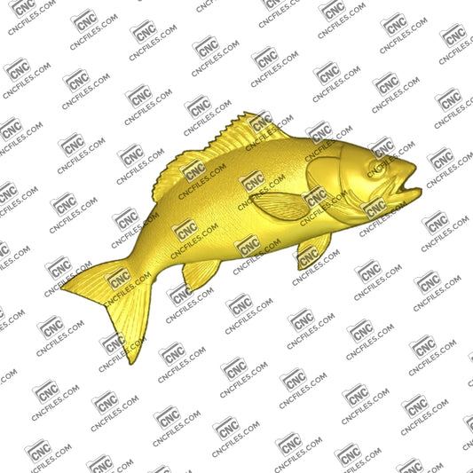 An image of a 3D CNC file showing a fish leaping out of the water. This simple and detailed design is perfect for carving wall art, signs, or woodworking projects.